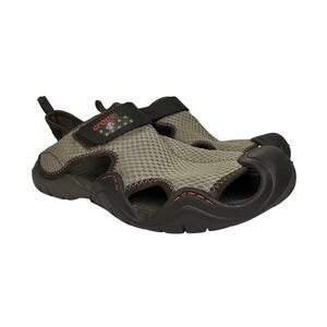 CROCS Swiftwater Mesh Deck Clog Sandals Fisherman Water Shoes Brown Mens 10